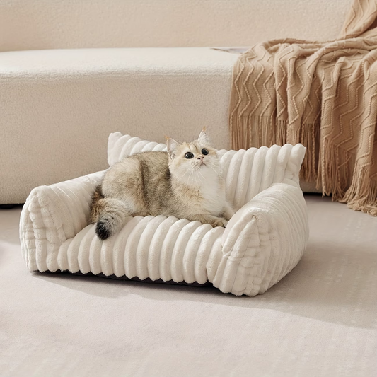 Adorable cat sofa - fluffy and soft premium corduroy cat bed