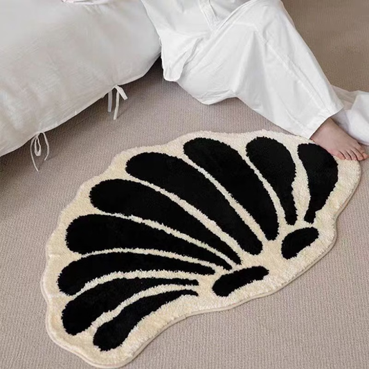 Irregularly shaped bedside rug, faux cashmere TPR backing mat