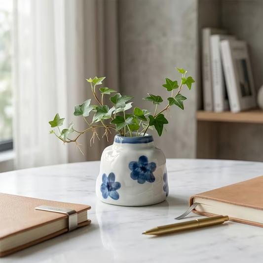 Includes one ceramic vase and one dedicated cleaning cloth, a two-piece set.