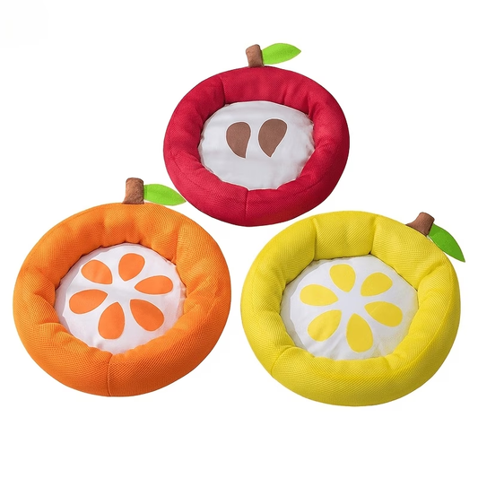 Fruit-shaped pet bed, non-shedding, durable, and easy to clean.