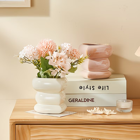 Nordic style small vase, heart-shaped handmade ceramic vase
